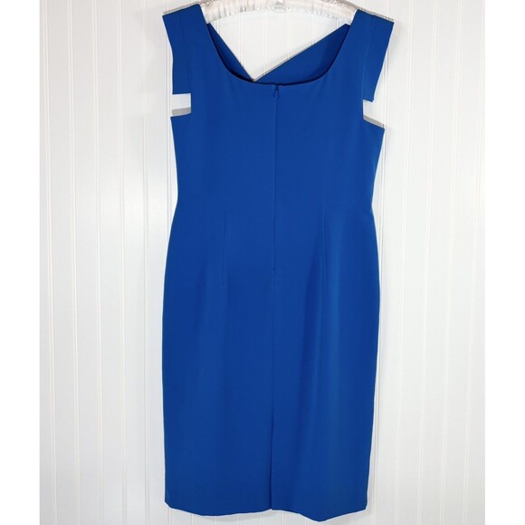 NWT Black Halo Womens Jackie O Blue Sheath Dress Size 14 Midi Celebrity Stretch - Picture 2 of 16